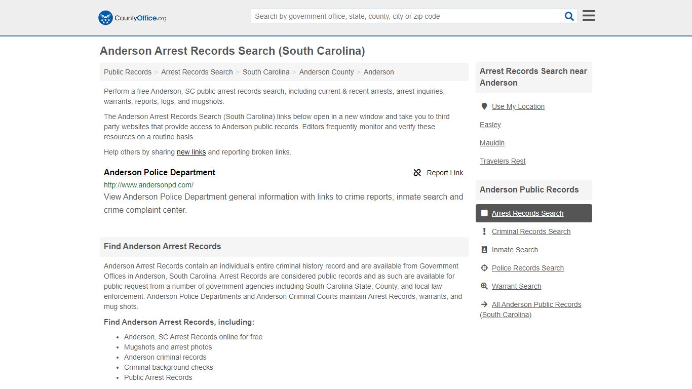 Arrest Records Search - Anderson, SC (Arrests & Mugshots)